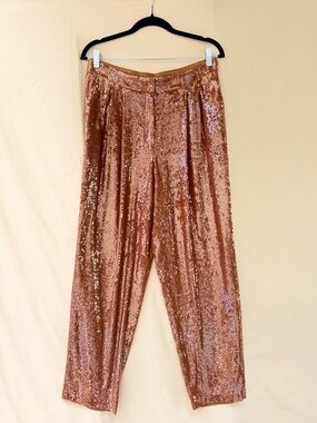 Lafayette 148 Copper Sequin Pants Straight Leg Statement Party